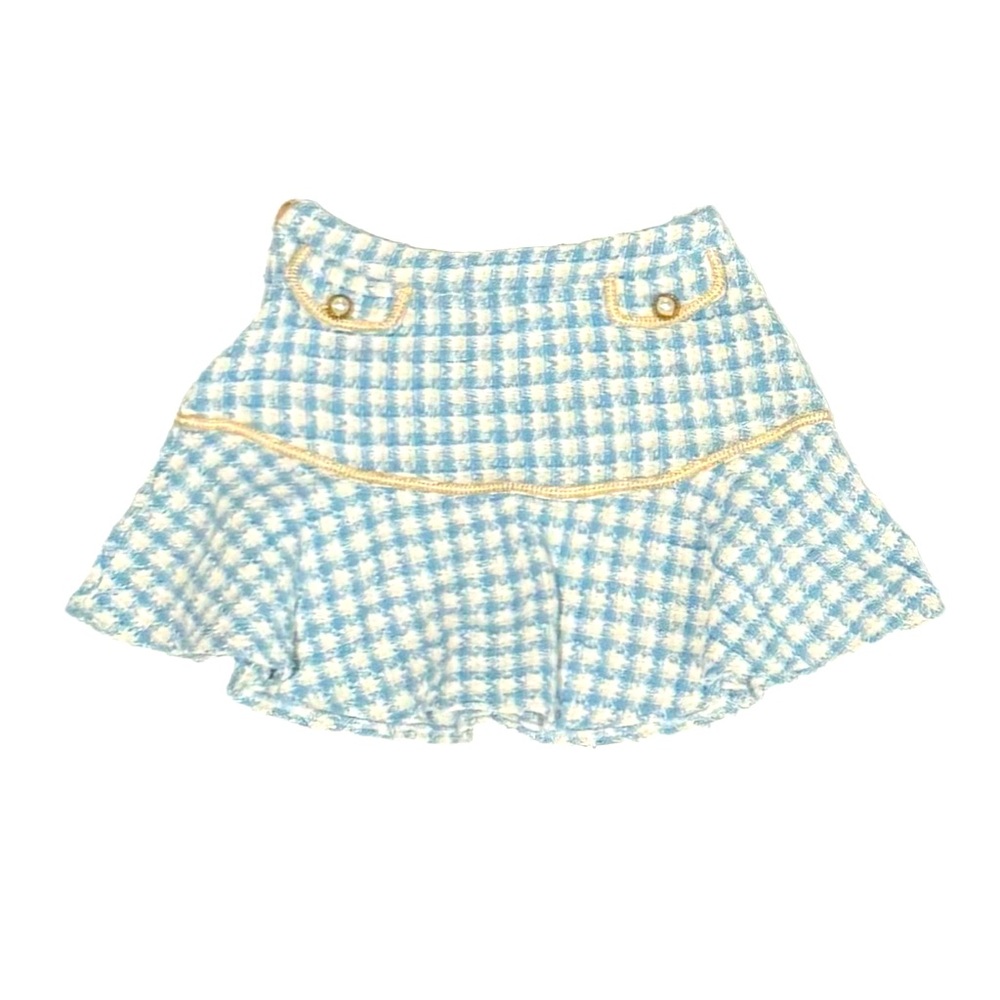 blue and white skirt